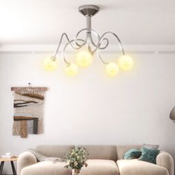 Berkfield Home Ceiling Lamp with Round Glass Shades for 5 G9 LED Lights in White