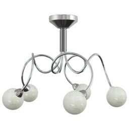Berkfield Home Ceiling Lamp with Round Glass Shades for 5 G9 LED Lights in White - thumbnail 2