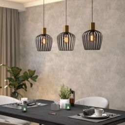 Eglo Empoli Black & Brushed Brass 3 Pendant Light WBS - thumbnail 1