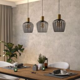 Eglo Empoli Black & Brushed Brass 3 Pendant Light WBS - thumbnail 2