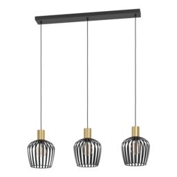 Eglo Empoli Black & Brushed Brass 3 Pendant Light WBS - thumbnail 3