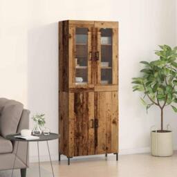 Berkfield Home Sideboard with Wall Cabinet Old Wood Engineered Wood in Brown - thumbnail 2