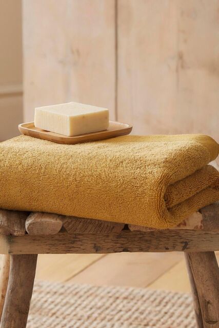 Drift Home 'Abode' Soft Heavyweight Cotton Towel in Mustard - Size: Bath Sheet - image 1