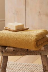 Drift Home 'Abode' Soft Heavyweight Cotton Towel in Mustard - Size: Bath Sheet - thumbnail 1