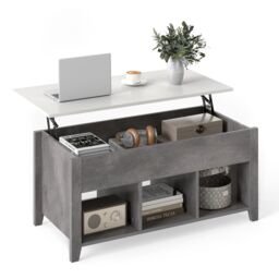 Gymax Lift Up Coffee Table Rising Center Table Accent Table With Lift Top in Grey
