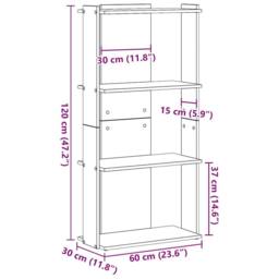 Berkfield Home Bookcase 3-Tier Black 60x30x120 cm Engineered Wood - Size: 60 x 30 x 120 cm - thumbnail 9