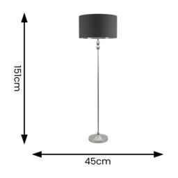ValueLights Maggie Chrome Candlestick Floor Lamp with Chrome Inner Lamp Shade & LED Bulb in Charcoal - thumbnail 4