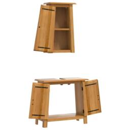 Berkfield Home 2 Piece Bathroom Furniture Set Solid Wood Pine in Brown - thumbnail 4