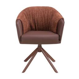 Angel Cerda Leatherette Swivel Dining Chair with Fabric Backrest in Brown - thumbnail 2