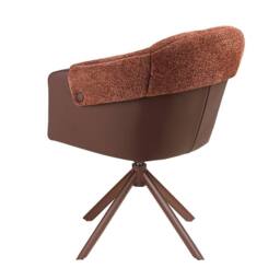 Angel Cerda Leatherette Swivel Dining Chair with Fabric Backrest in Brown - thumbnail 7