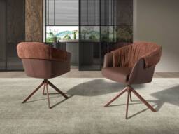 Angel Cerda Leatherette Swivel Dining Chair with Fabric Backrest in Brown - thumbnail 5