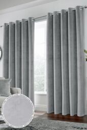 Enhanced Living Velvet, Supersoft, 100% Blackout, Thermal Pair of Curtains with Eyelet Top - Grey - Size: 168 cm width x 137 cm drop - thumbnail 1