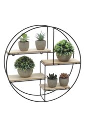 Living and Home 4-tier Modern Round Floating Decorative Wall Shelf Plant Stand Rack Display Shelf in Black - thumbnail 5
