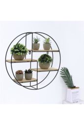 Living and Home 4-tier Modern Round Floating Decorative Wall Shelf Plant Stand Rack Display Shelf in Black
