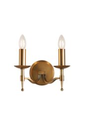 Netlighting Stanford 2 Light Indoor Twin Candle Wall Light Antique Brass E14 in Gold - thumbnail 1