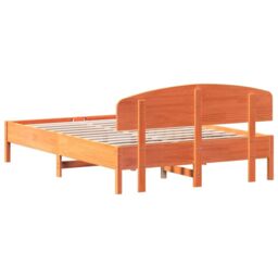 Berkfield Home Bed Frame without Mattress Wax Brown 150x200 cm King Size Solid Wood Pine - thumbnail 6