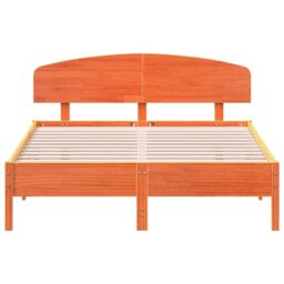 Berkfield Home Bed Frame without Mattress Wax Brown 150x200 cm King Size Solid Wood Pine - thumbnail 4