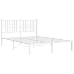 Berkfield Home Metal Bed Frame without Mattress with Headboard White 140x190cm - Size: 140x190 cm - thumbnail 3