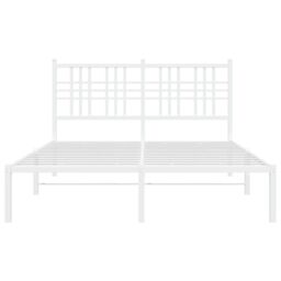 Berkfield Home Metal Bed Frame without Mattress with Headboard White 140x190cm - Size: 140x190 cm - thumbnail 4