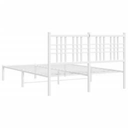 Berkfield Home Metal Bed Frame without Mattress with Headboard White 140x190cm - Size: 140x190 cm - thumbnail 6