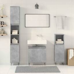 Berkfield Home 3 Piece Bathroom Furniture Set Concrete Grey Engineered Wood - thumbnail 3