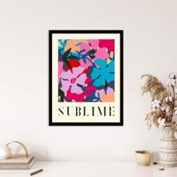 "Wee Blue Coo Wall Art Print Floral Abstract Sublime Quote Graphic Pattern Bold Art Framed - Size: W12"" x H16""" - thumbnail 4