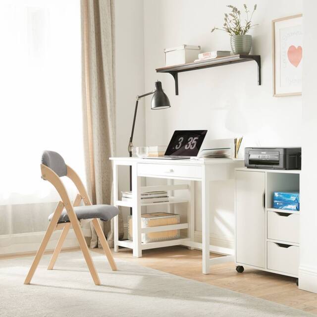SoBuy Ergonomic Backrest Folding Wooden Chair - No Assembly in Light Grey - image 1