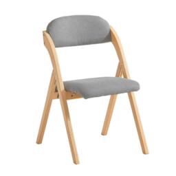 SoBuy Ergonomic Backrest Folding Wooden Chair - No Assembly in Light Grey - thumbnail 2