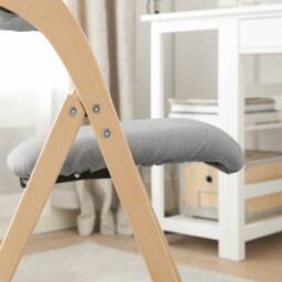 SoBuy Ergonomic Backrest Folding Wooden Chair - No Assembly in Light Grey - thumbnail 9