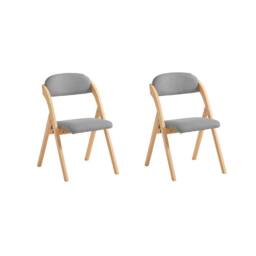 SoBuy Ergonomic Backrest Folding Wooden Chair - No Assembly in Light Grey - thumbnail 8