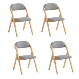 SoBuy Ergonomic Backrest Folding Wooden Chair - No Assembly in Light Grey - thumbnail 7