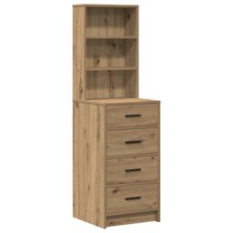 Berkfield Home 2 Piece Dressing Table Set with LED Artisan Oak Engineered Wood in Brown - thumbnail 5