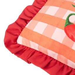 Furn Gingham Chilli Printed Ruffle Cushion in Red - Size: 43 cm x 43 cm - thumbnail 4