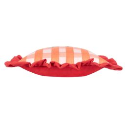 Furn Gingham Chilli Printed Ruffle Cushion in Red - Size: 43 cm x 43 cm - thumbnail 3
