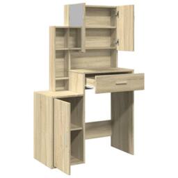 Berkfield Home Dressing Table with Cabinet Sonoma Oak 80x35x132 cm in Light Brown - Size: 80 x 35 x 132 cm - thumbnail 8