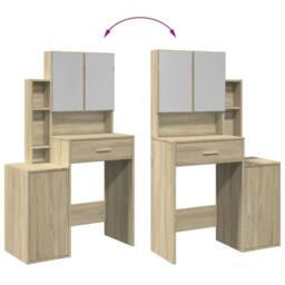 Berkfield Home Dressing Table with Cabinet Sonoma Oak 80x35x132 cm in Light Brown - Size: 80 x 35 x 132 cm - thumbnail 9