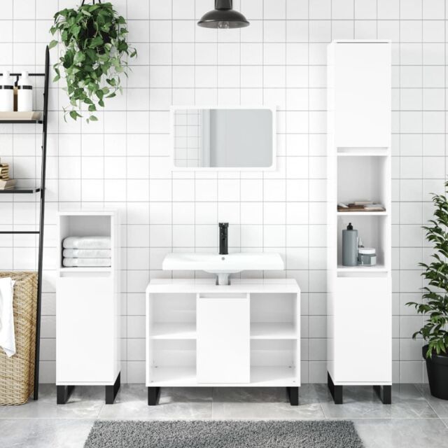 Berkfield Home Bathroom Cabinet High Gloss White 80x33x60 cm Engineered Wood - Size: 80 x 33 x 60 cm - image 1