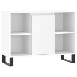 Berkfield Home Bathroom Cabinet High Gloss White 80x33x60 cm Engineered Wood - Size: 80 x 33 x 60 cm - thumbnail 2