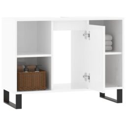 Berkfield Home Bathroom Cabinet High Gloss White 80x33x60 cm Engineered Wood - Size: 80 x 33 x 60 cm - thumbnail 4