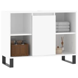 Berkfield Home Bathroom Cabinet High Gloss White 80x33x60 cm Engineered Wood - Size: 80 x 33 x 60 cm - thumbnail 3