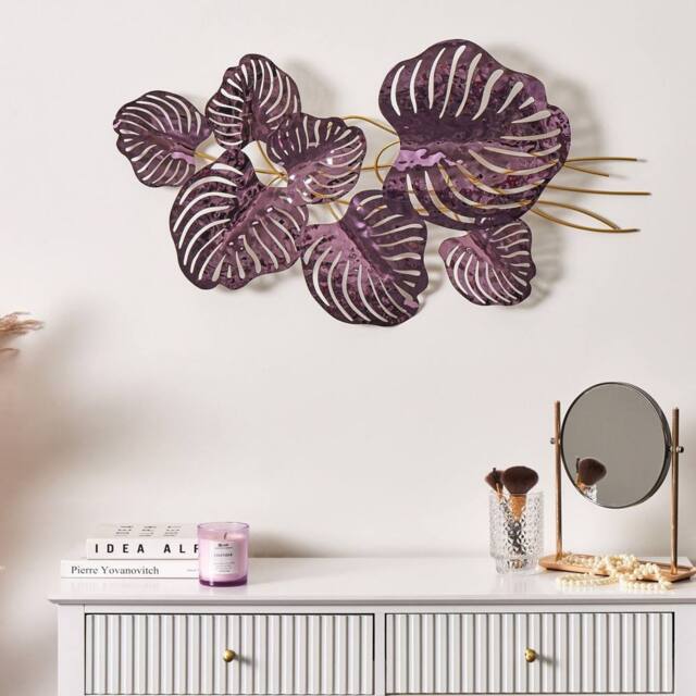 Wyld and Coco Handmade Multicolour Metal Wall Decor Violet White and Gold - image 1