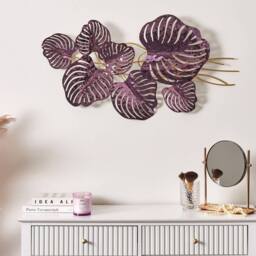 Wyld and Coco Handmade Multicolour Metal Wall Decor Violet White and Gold - thumbnail 1