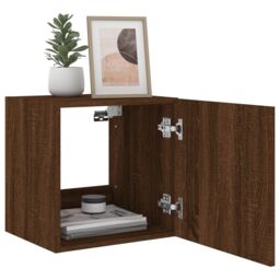 Berkfield Home TV Wall Cabinets with LED Lights 2 pcs Brown Oak 40.5x35x40 cm - thumbnail 6