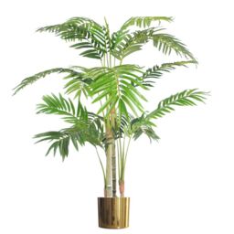 Leaf 120cm Realistic Artificial Areca Palm with pot with Gold Planter in Green