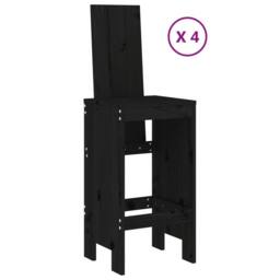 Berkfield Home Beautiful 5 Piece Garden Bar Set Black Solid Wood Pine