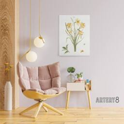 "Artery8 Five Daffodils Vintage Illustration Teyler Canvas Wall Art in White - Size: W18"" x H24""" - thumbnail 3