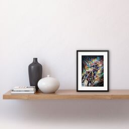 "Artery8 Wall Art Print Motorcycle Motocross Rainbow Paint Splatter Artwork Framed 9X7 Inch in Black - Size: W7"" x H9""" - thumbnail 2