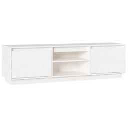 Berkfield Home TV Cabinet White 140x35x40 cm Solid Wood Pine - Size: 140 x 35 x 40 cm - thumbnail 2
