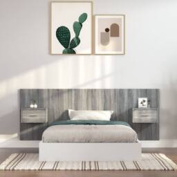 Berkfield Home Classic Bed Headboard with Cabinets Grey Sonoma Engineered Wood - thumbnail 2
