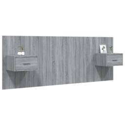 Berkfield Home Classic Bed Headboard with Cabinets Grey Sonoma Engineered Wood - thumbnail 1